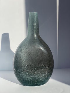 Barovier Toso Efeso Vase Steel Blue Gray Teardrop Shape Murano Glass Vase Italia