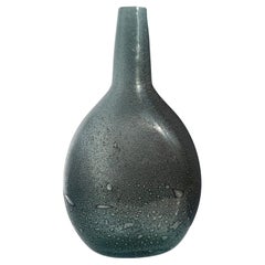 Barovier Toso Efeso Vase Steel Blue Gray Teardrop Shape Murano Glass Vase Italia