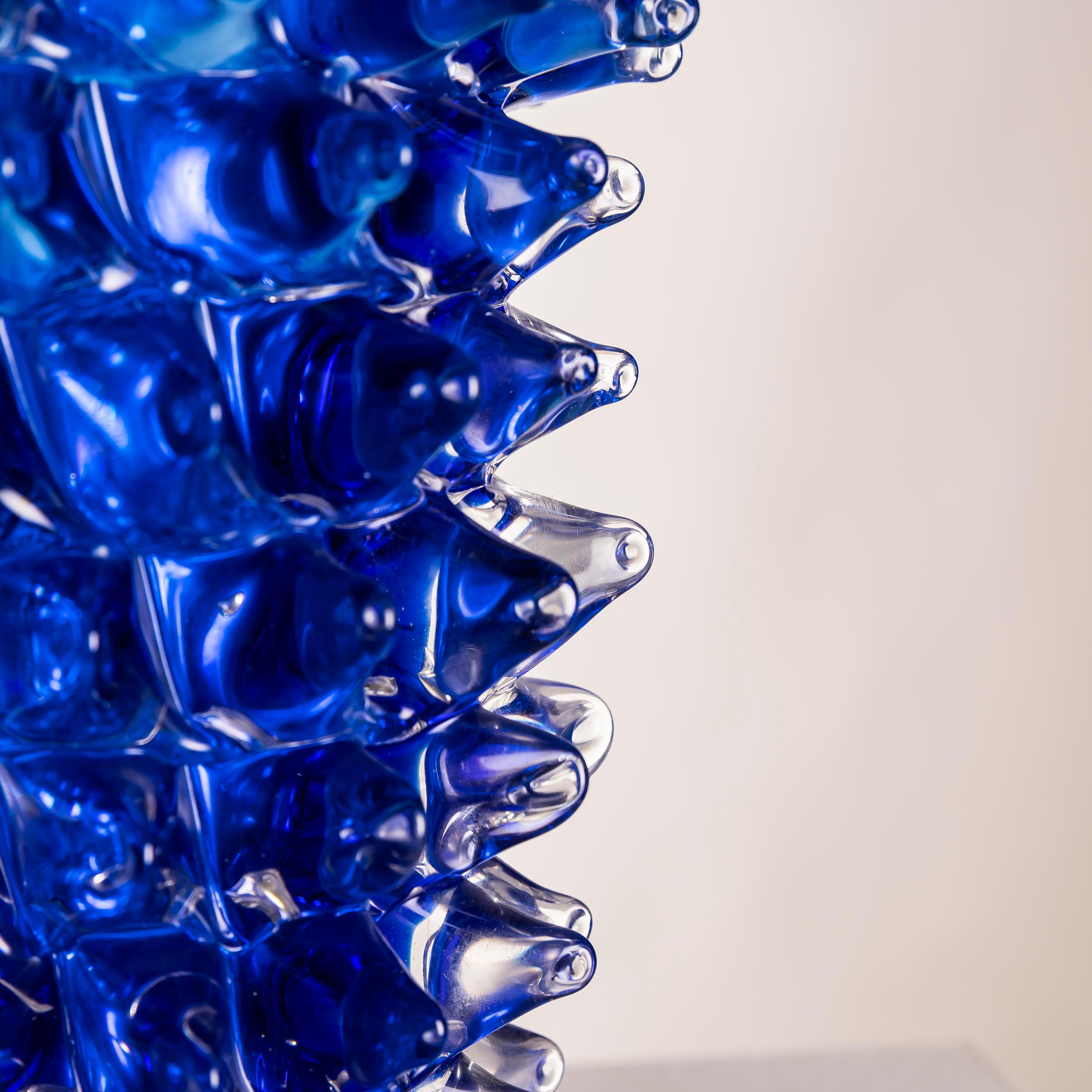20th Century Ercole Barovier for Barovier & Toso, Murano Blue “Rostrato” Vase, Italy, 1960s For Sale