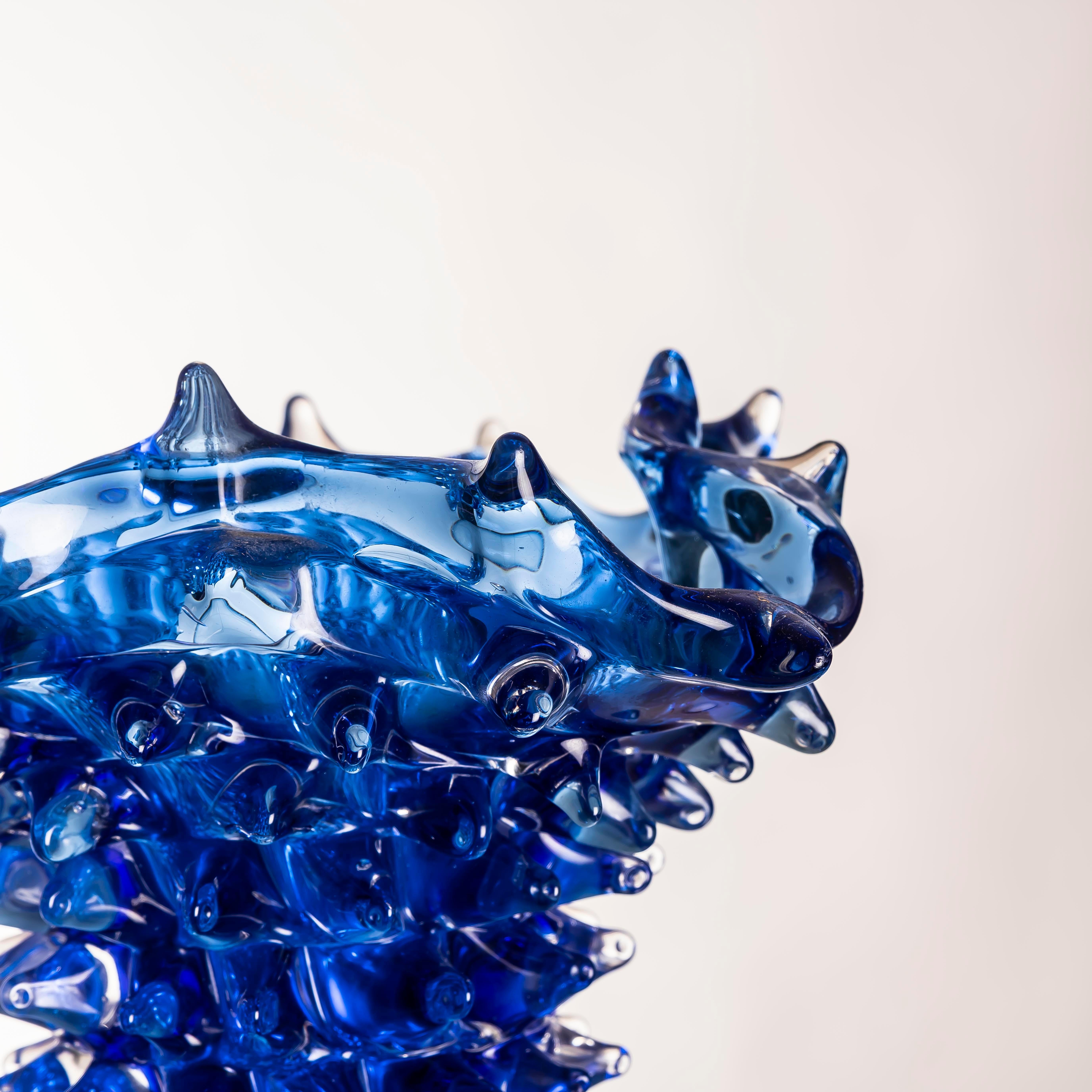 Ercole Barovier for Barovier & Toso, Murano Blue “Rostrato” Vase, Italy, 1960s For Sale 1