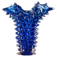 Ercole Barovier for Barovier & Toso, Murano Blue “Rostrato” Vase, Italy, 1960s