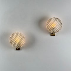 Ercole Barovier for Barovier & Toso Pair of Murano Glass Wall Sconces, 1940s