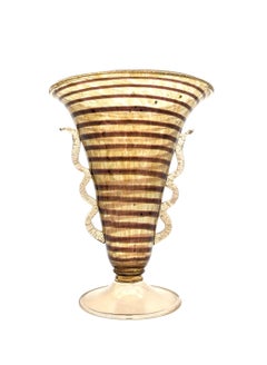 Ercole Barovier pour Ferro Toso Barovier, vase en verre de Murano "avventurina"