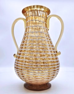 Ercole Barovier para Ferro Toso Barovier, jarrón de cristal de murano "avventurina"