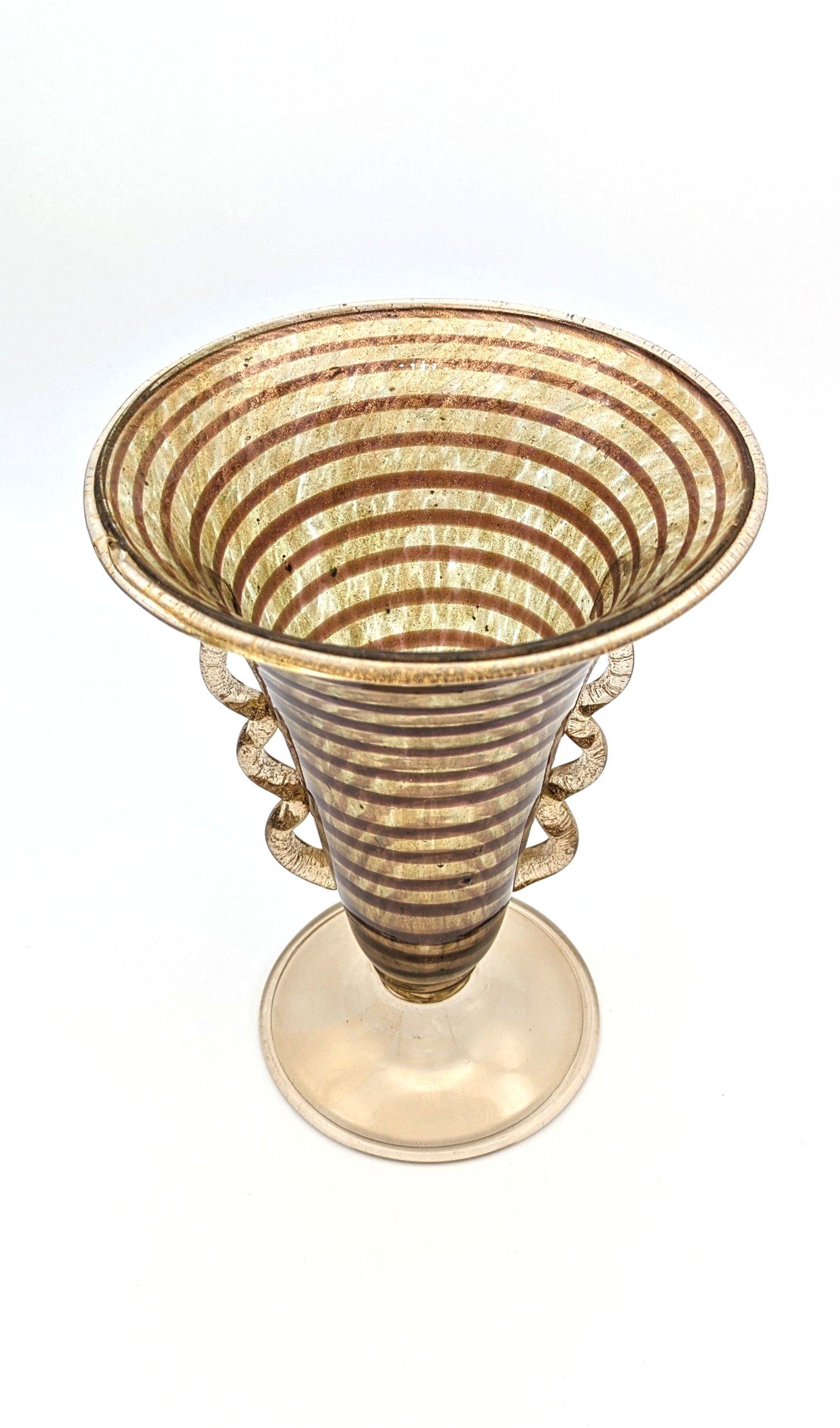 Mid-Century Modern Ercole Barovier pour Ferro Toso Barovier, vase en verre de Murano 