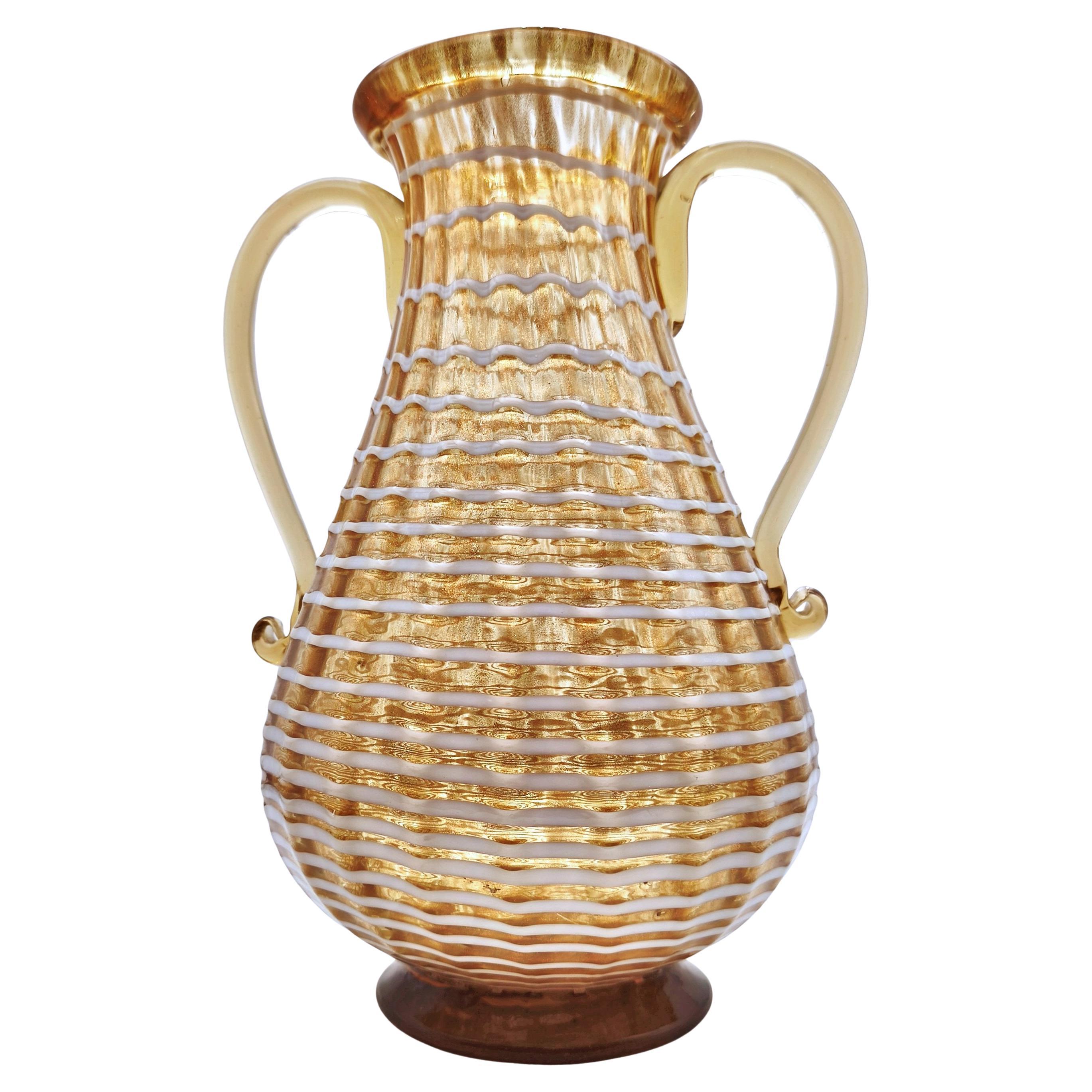Ercole Barovier for Ferro Toso Barovier, murano glass vase "avventurina"