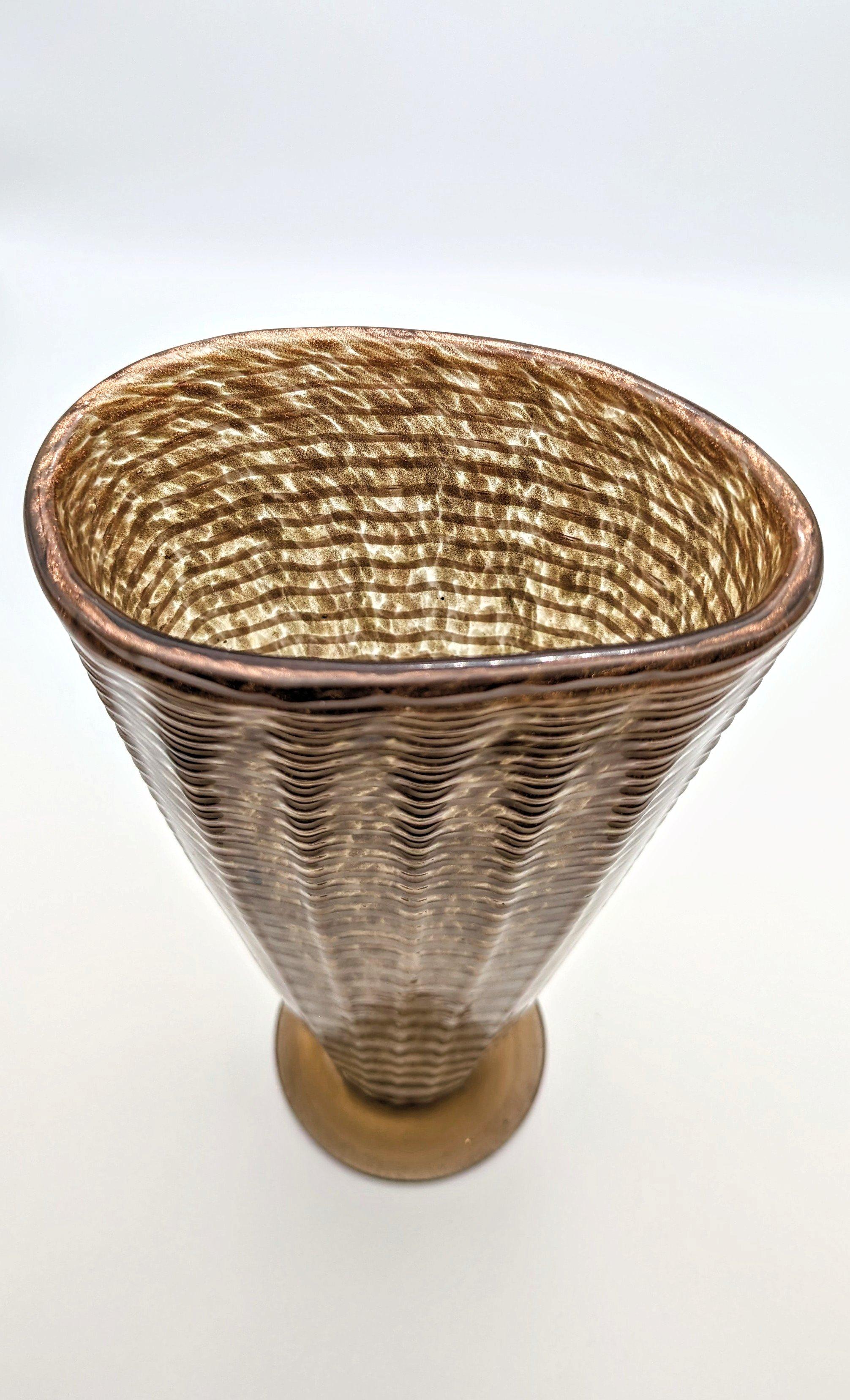 italien Ercole Barovier pour Ferro Toso Barovier, grand vase en verre de Murano 