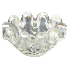 Ercole Barovier Iridescent Grosse Costolature Clam Shell Glass Bowl, 1940s Ercole Barovier Iridescent Grosse Costolature Clam Shell Glass Bowl, 1940s