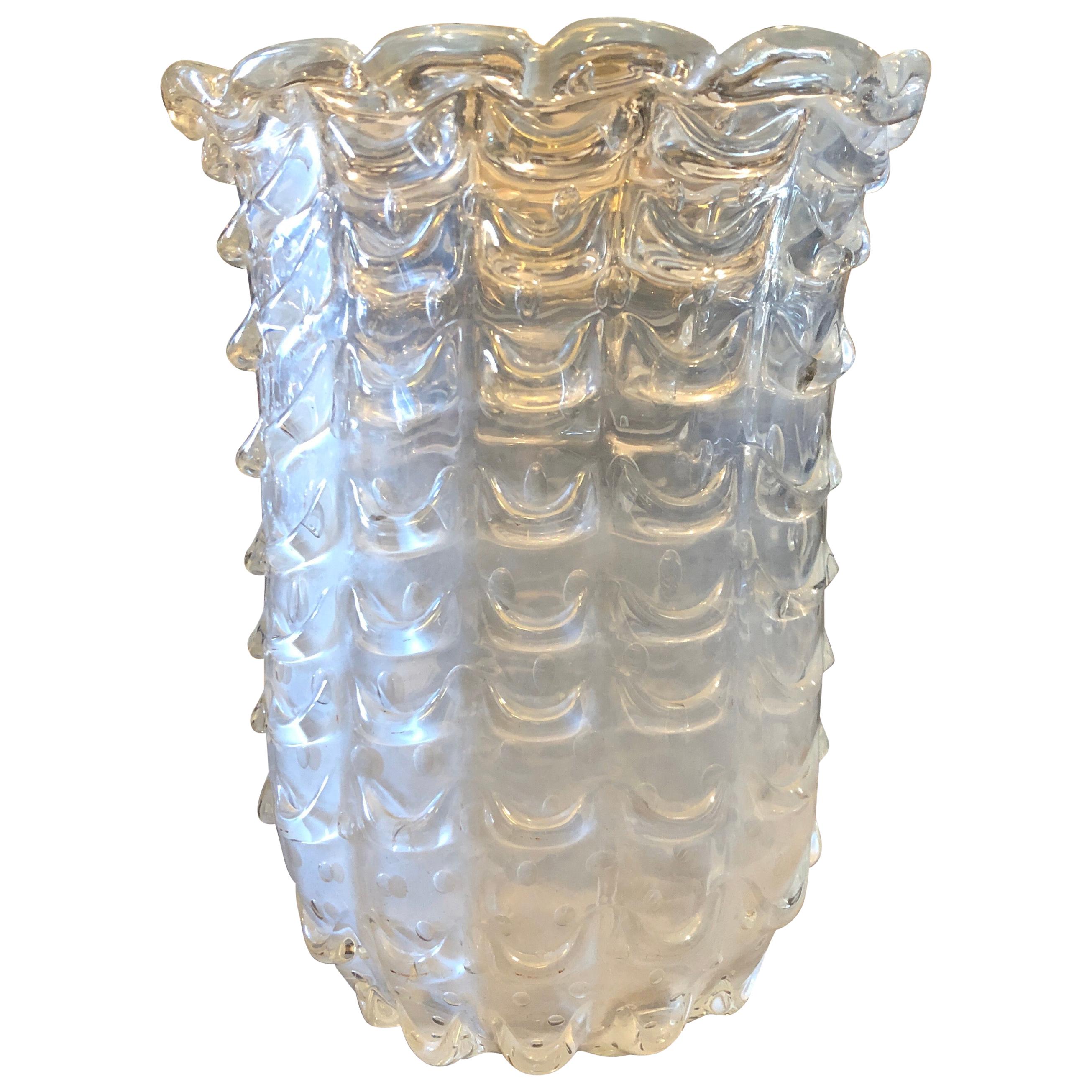 Ercole Barovier Iridescent Murano Glass Vase Made in Italy in the Thirties