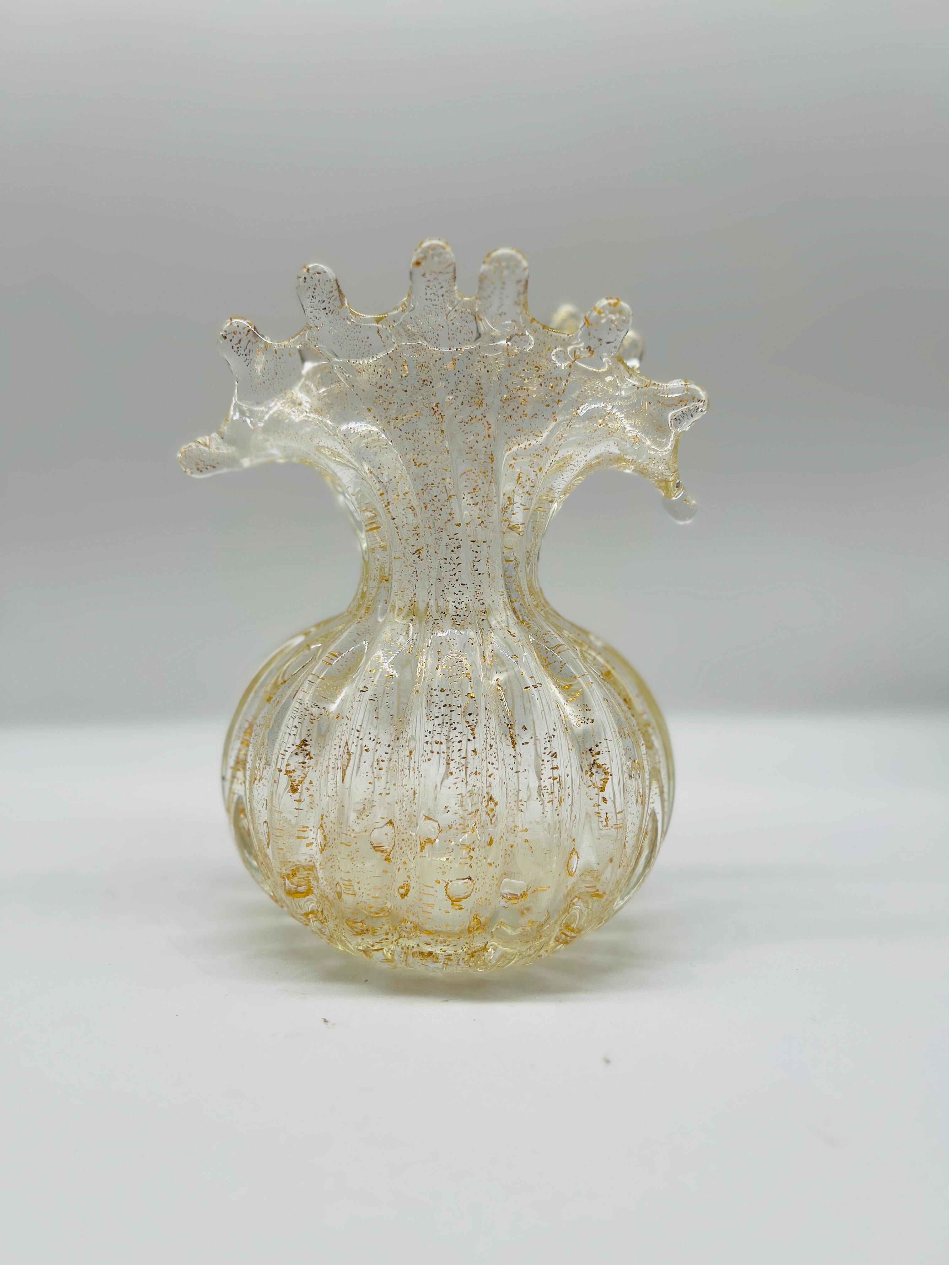 Ercole Barovier (italiano, 1889-1974) Vaso 'Cordonato d'Oro' C.C. 1965 Vetro di Murano In condizioni buone in vendita a Atlanta, GA