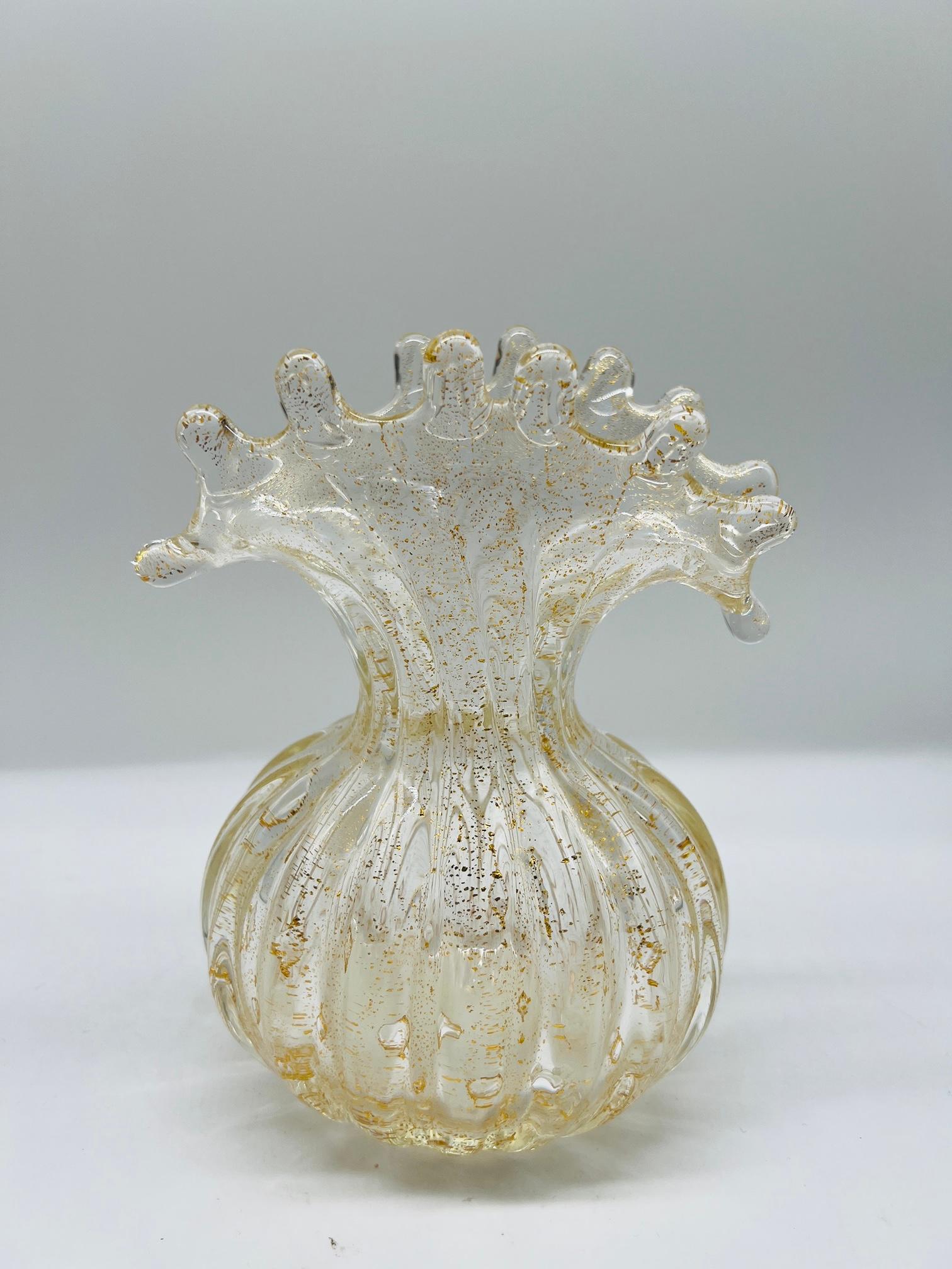 Vetro artistico Ercole Barovier (italiano, 1889-1974) Vaso 'Cordonato d'Oro' C.C. 1965 Vetro di Murano in vendita