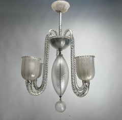 Ercole Barovier, large five-arm Murano glass chandelier, Italy, 1950s