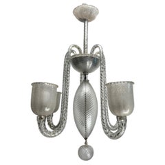 Ercole Barovier, large five-arm Murano glass chandelier, Italy, 1950s