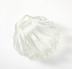 Ercole Barovier Gran cuenco de vidrio iridiscente Grosse Costolature Clam Shell, años 40