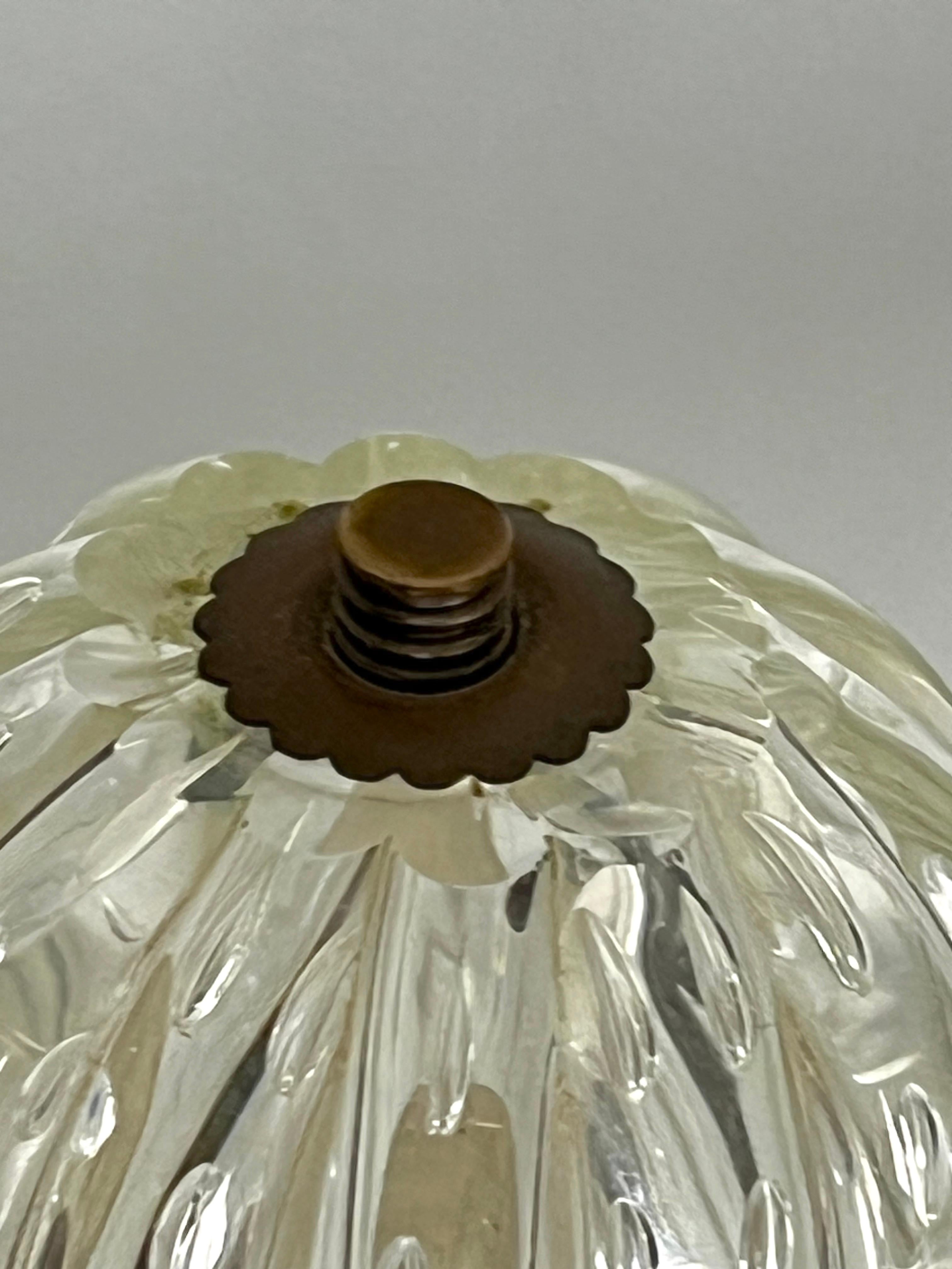 Brass Ercole Barovier, Mid-Century table lamp in bullicante murano glass. Italy 1940s
