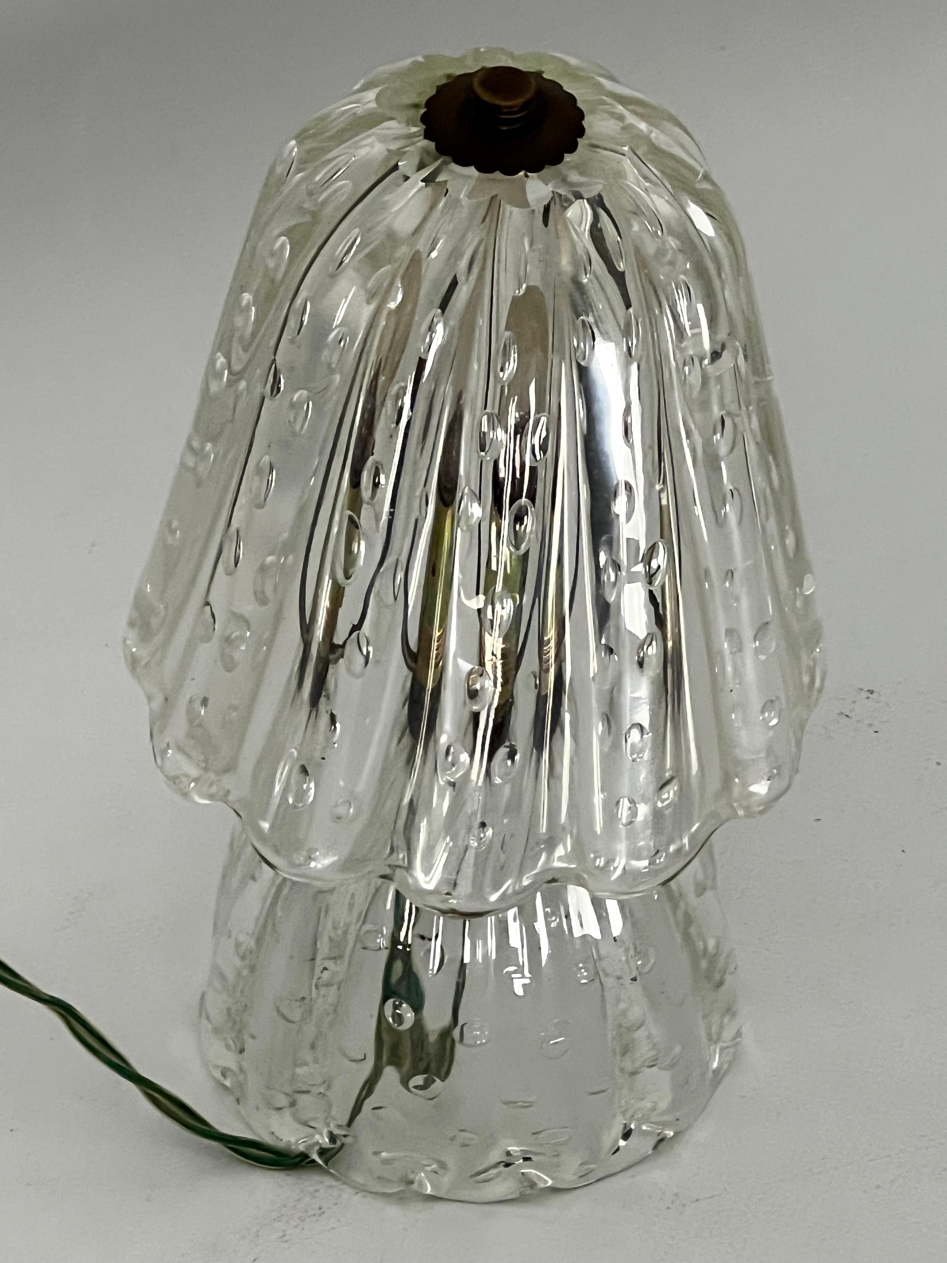 Ercole Barovier, Mid-Century table lamp in bullicante murano glass. Italy 1940s 1