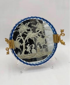 Ercole Barovier Mid Century Venetian Glass & Bronze Dolphin Handled Tray