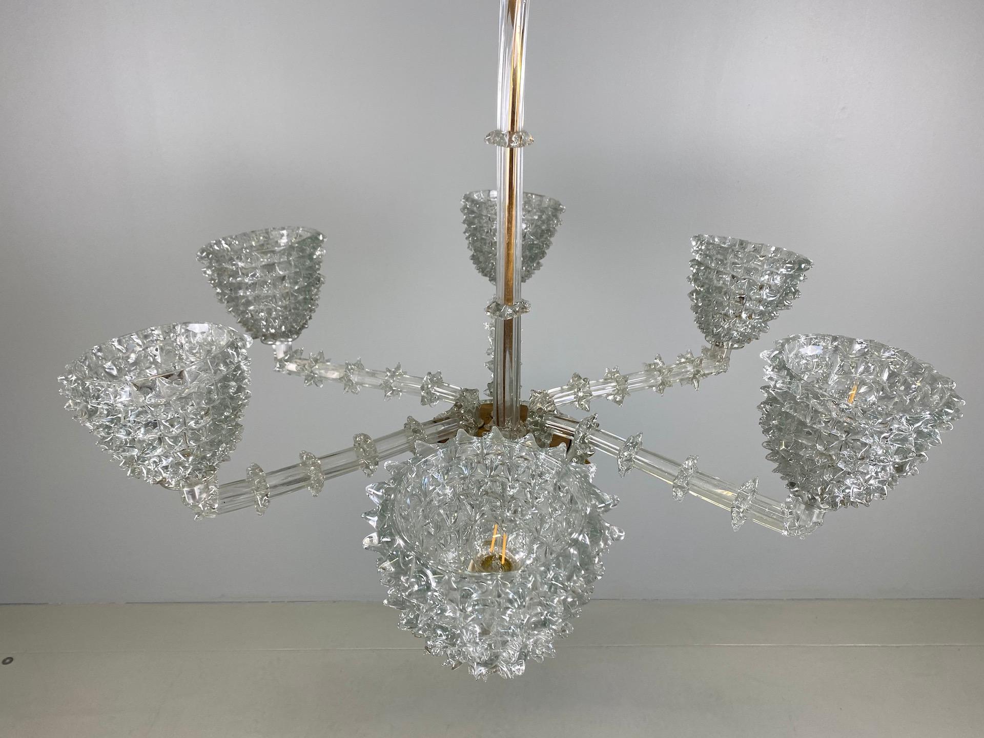 Ercole Barovier Midcentury Rostrato Murano Glass Italian Chandelier, 1940s 11