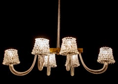 Ercole Barovier Midcentury Rostrato Murano Glass Italian Chandelier, 1940s
