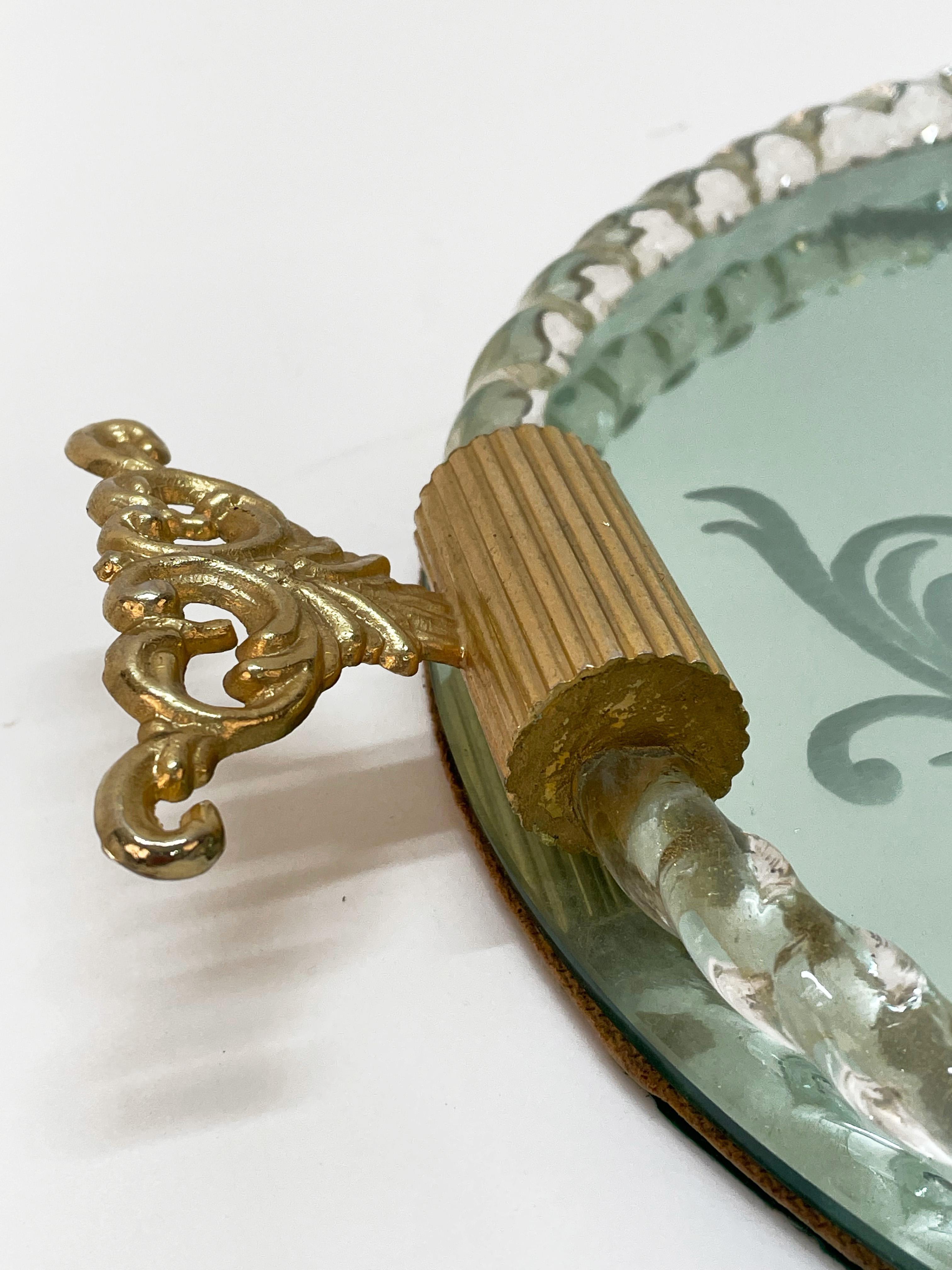 Ercole Barovier Mirror-Engraved Murano Glass Italian Serving Tray, 1940s For Sale 5