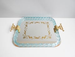 Ercole Barovier Mirror-Engraved Murano Glass Italian Serving Tray, 1940s
