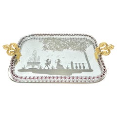 Ercole Barovier Mirror-Engraved Murano Glass Italian Serving Tray, 1940s