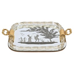 Ercole Barovier Mirror-Engraved Murano Glass Italian Serving Tray, 1940s