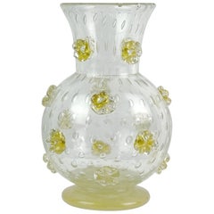 Ercole Barovier Murano 1942 a Stelle Gold Stars Italian Art Glass Flower Vase