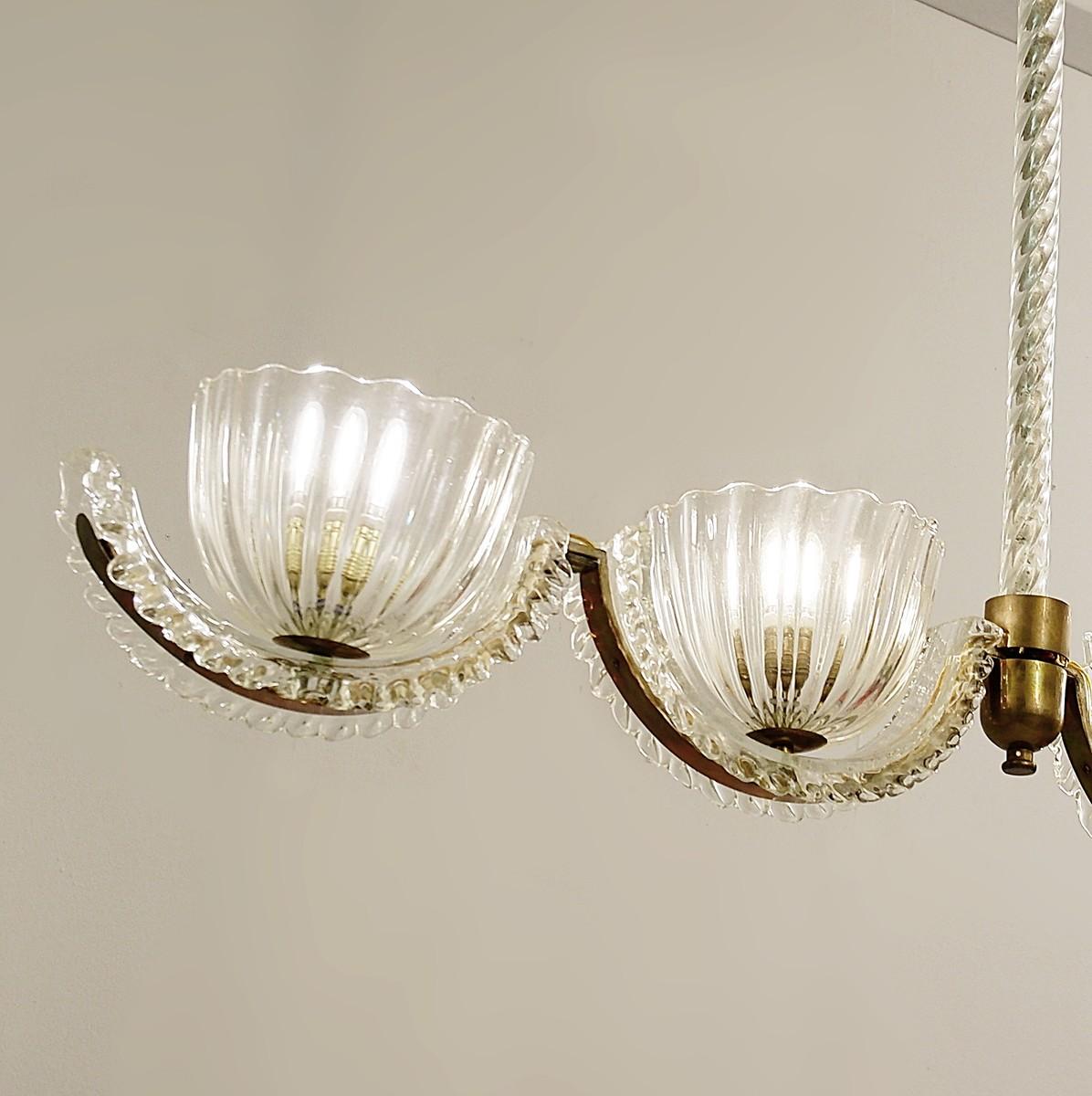 Ercole Barovier Murano 4 Arms Light, 1930s In Good Condition In Brussels, BE