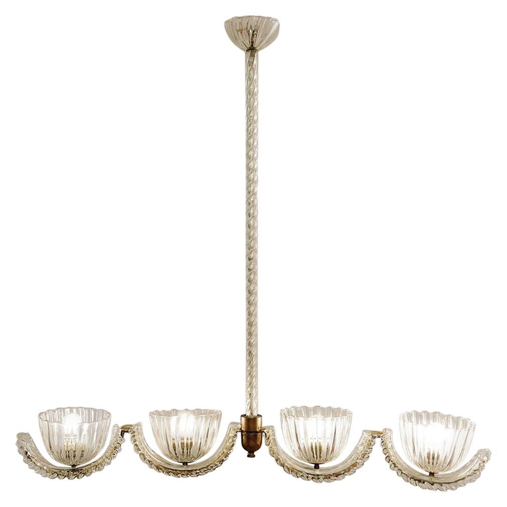 Ercole Barovier Murano 4 Arms Light, 1930s