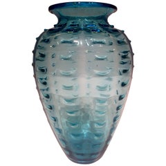 Ercole Barovier Murano Artistic Blown Glass Blue Vase, circa 1950