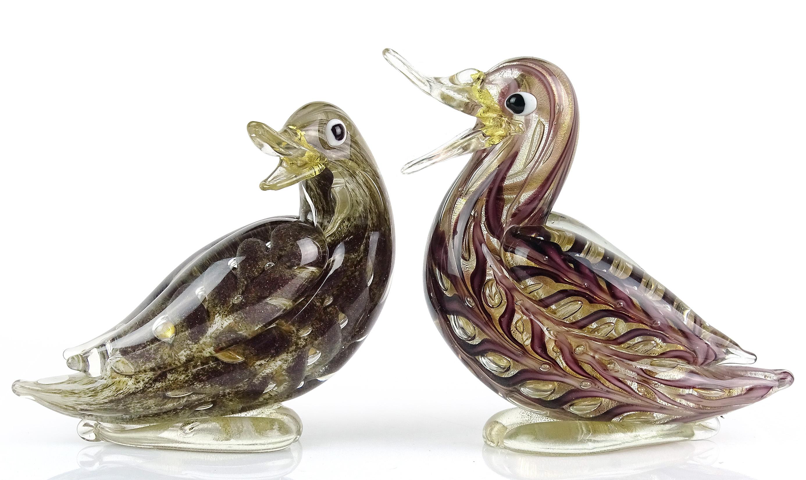 Ercole Barovier Murano Barbarico Gold Flecks Italian Art Glass Bird Sculpture 1