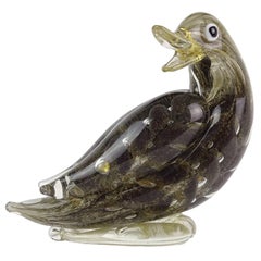 Ercole Barovier Murano Barbarico Goldflecken Italienische Kunst Glas Vogel Skulptur