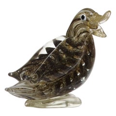 Ercole Barovier Murano Barbarico Gold Flecks Italian Art Glass Bird Sculpture
