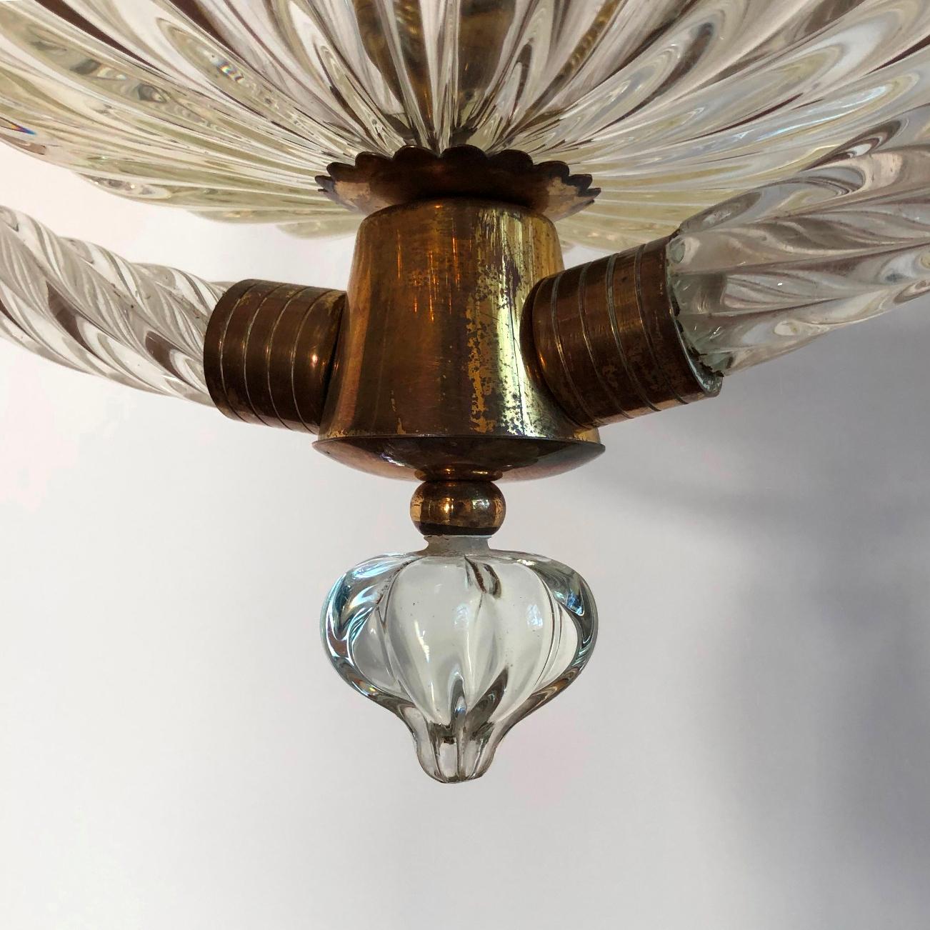 Ercole Barovier Murano Chandelier, Italy, 1940s For Sale 4