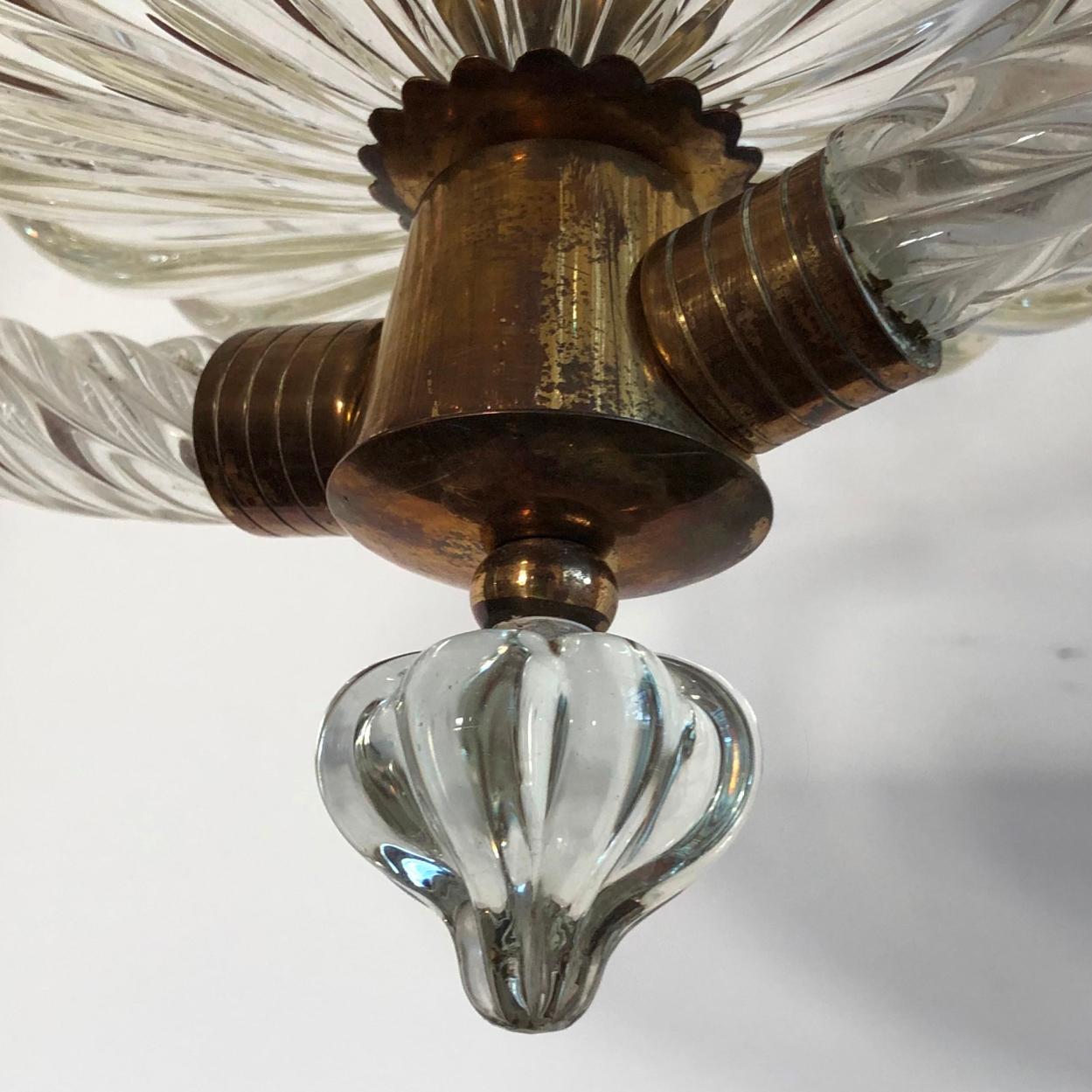 Ercole Barovier Murano Chandelier, Italy, 1940s For Sale 5