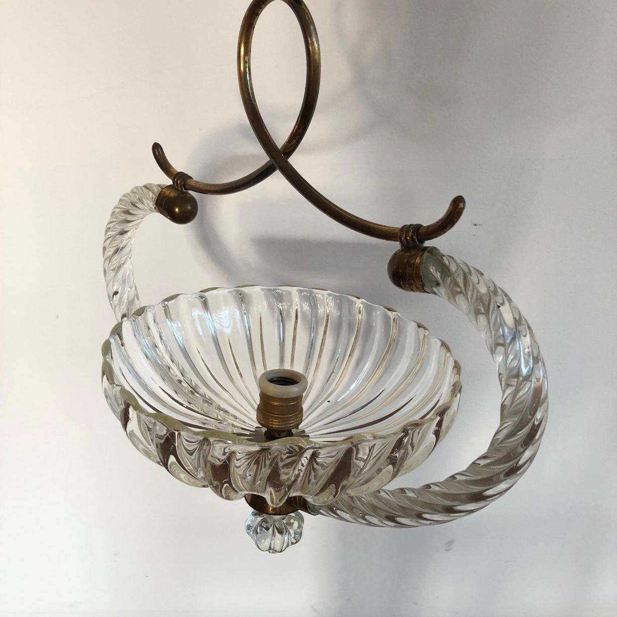 Ercole Barovier Murano Chandelier, Italy, 1940s In Good Condition For Sale In BUDAPEST, HU