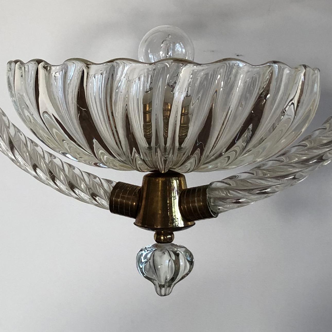 Ercole Barovier Murano Chandelier, Italy, 1940s For Sale 1