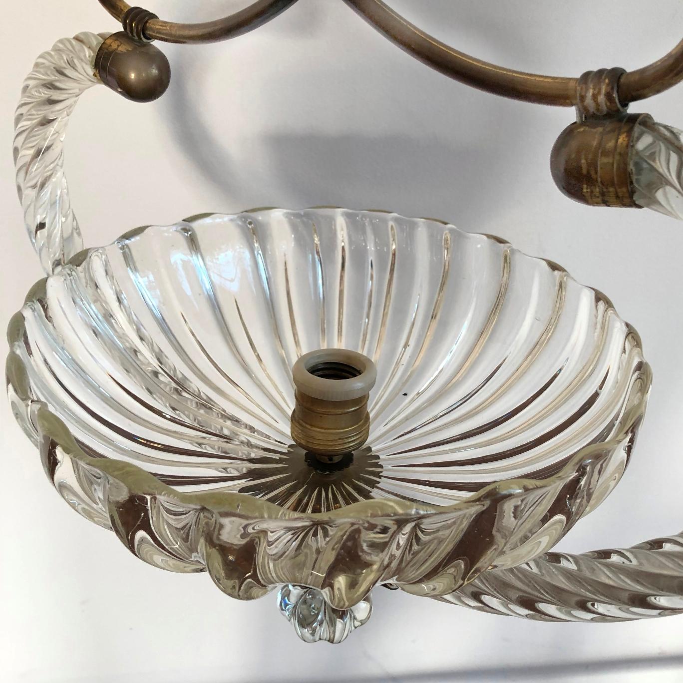 Ercole Barovier Murano Chandelier, Italy, 1940s For Sale 2