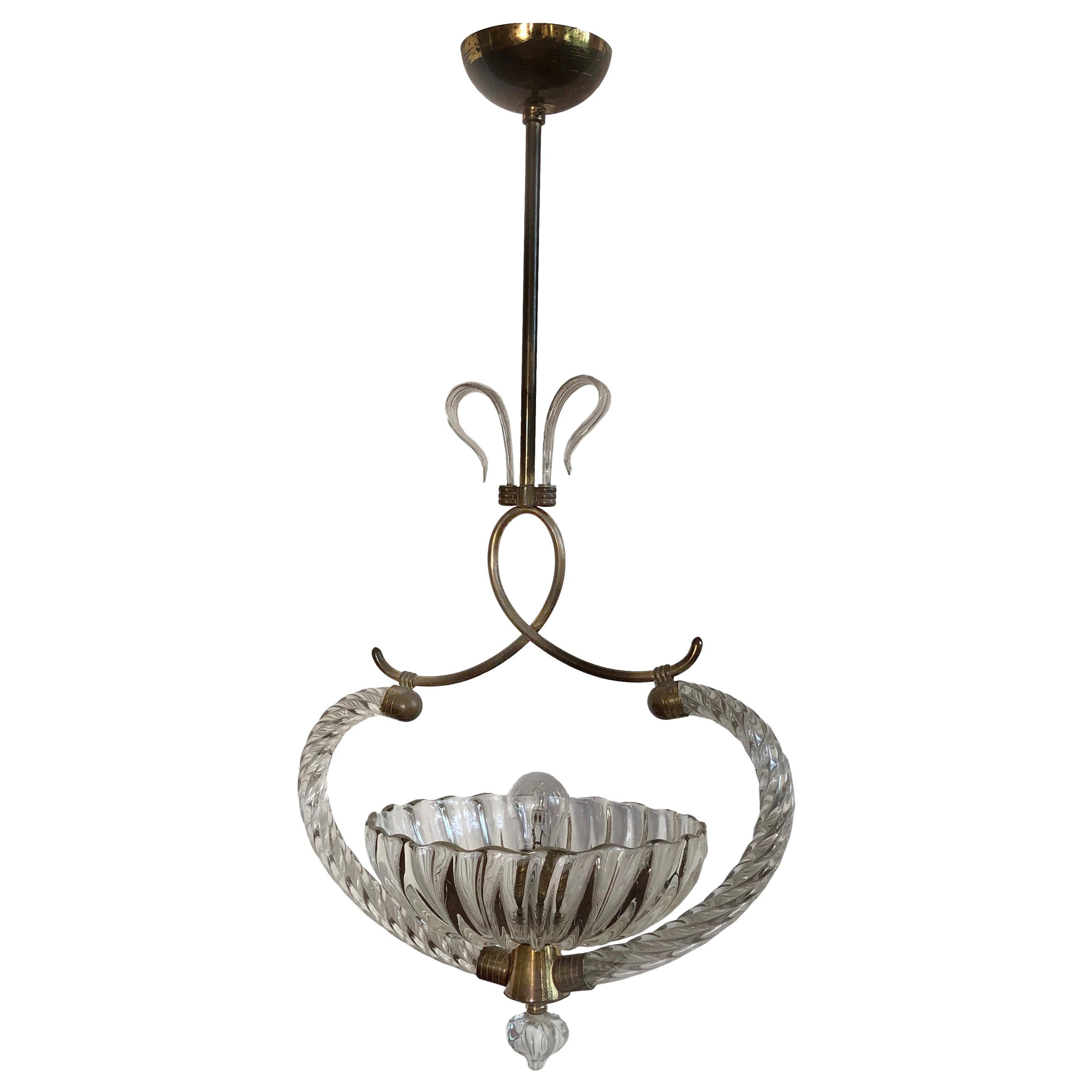 Ercole Barovier Murano Chandelier, Italy, 1940s For Sale