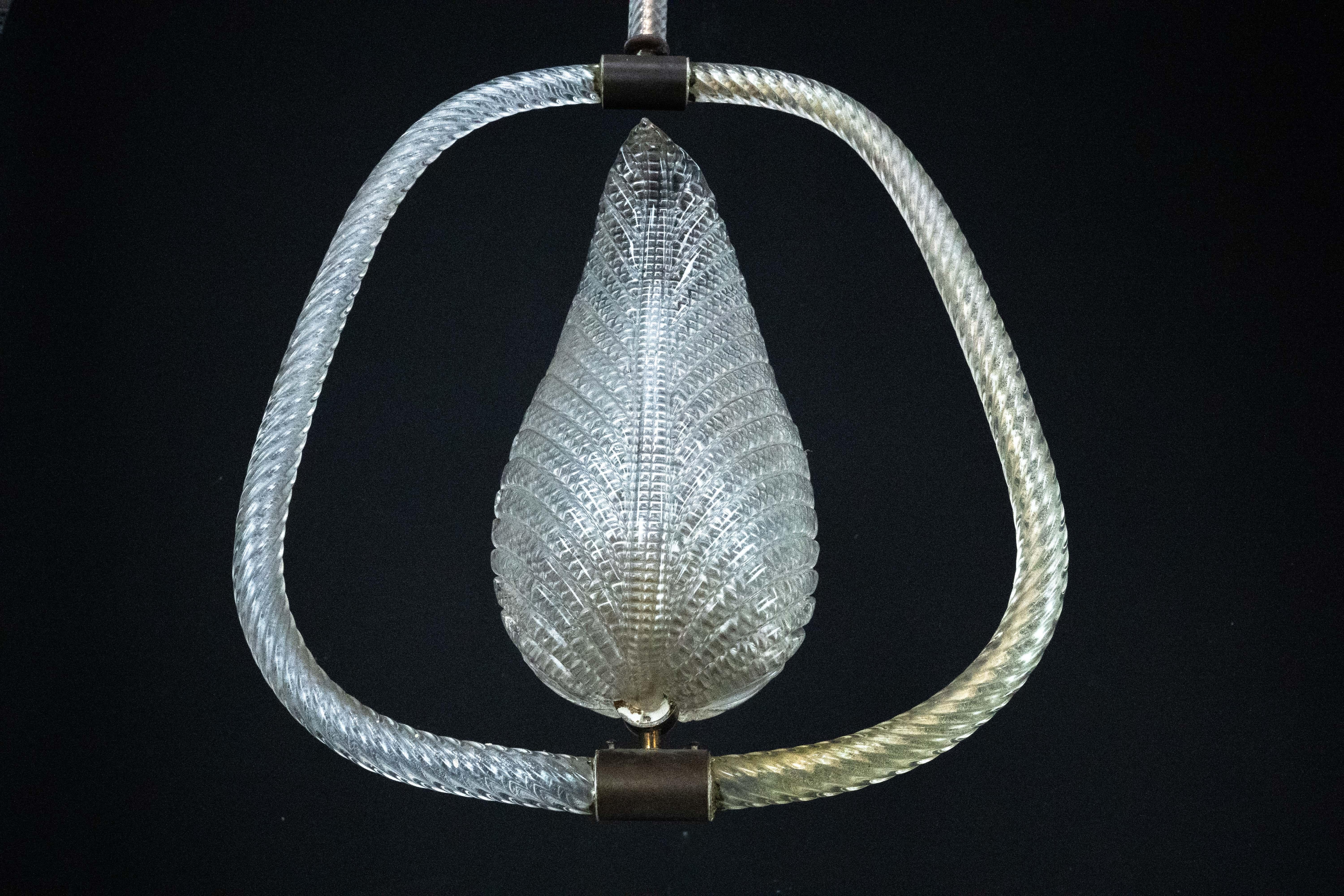 Lámpara de cristal de Murano Ercole Barovier. Italia años 40 en venta 4