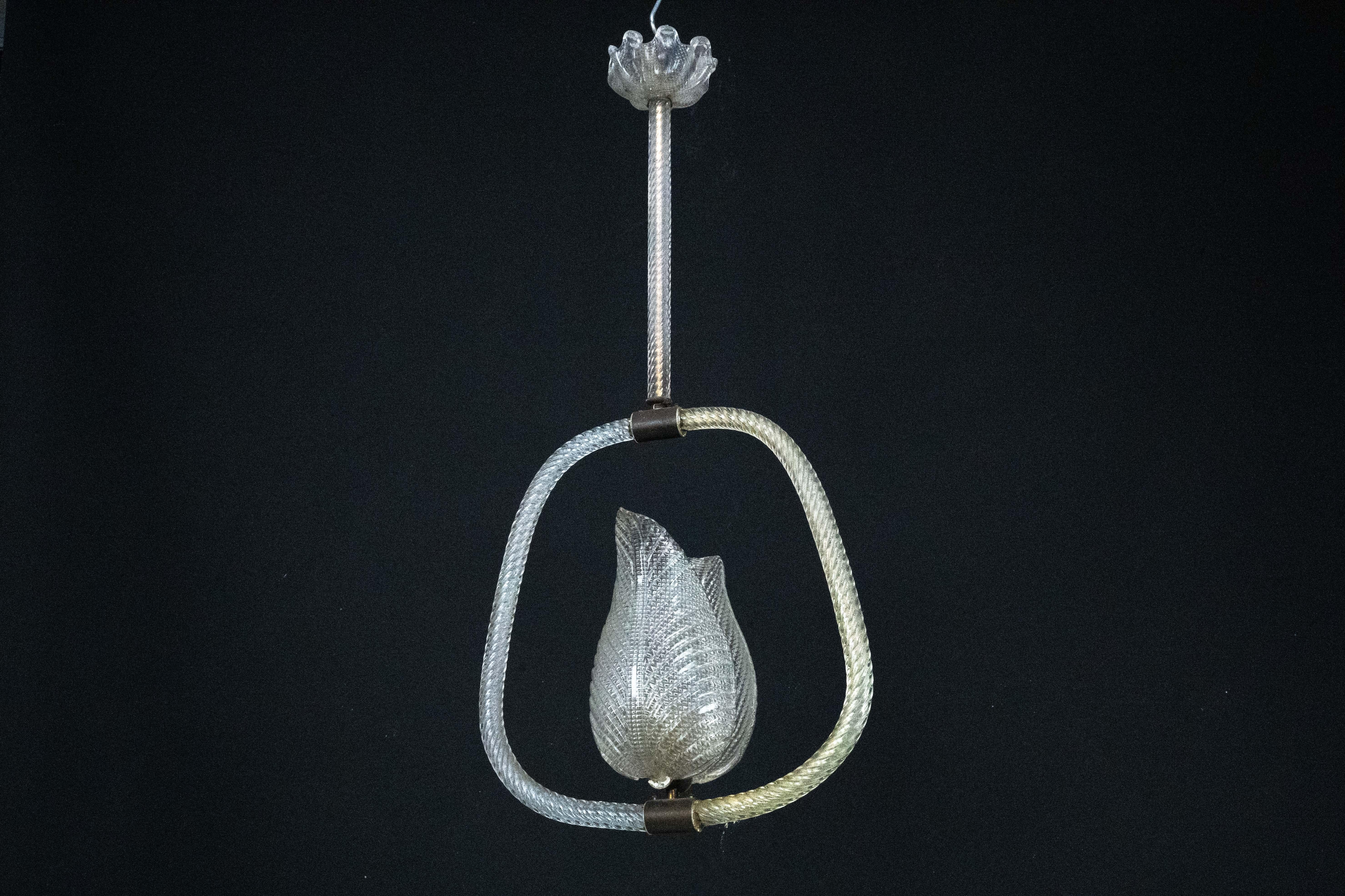 Lámpara de cristal de Murano Ercole Barovier. Italia años 40 Art Decó en venta