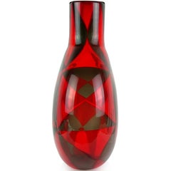 Vaso in vetro artistico italiano Ercole Barovier Murano Intarsio Mosaico Triangolo Tessere