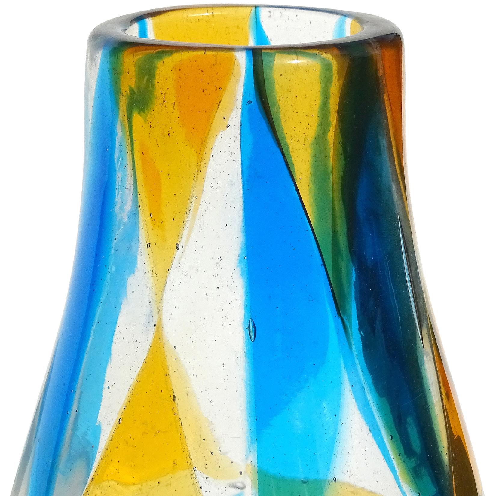 Ercole Barovier Murano Intarsio Mosaic Triangle Tessere Italian Art Glass Vase In Good Condition In Kissimmee, FL