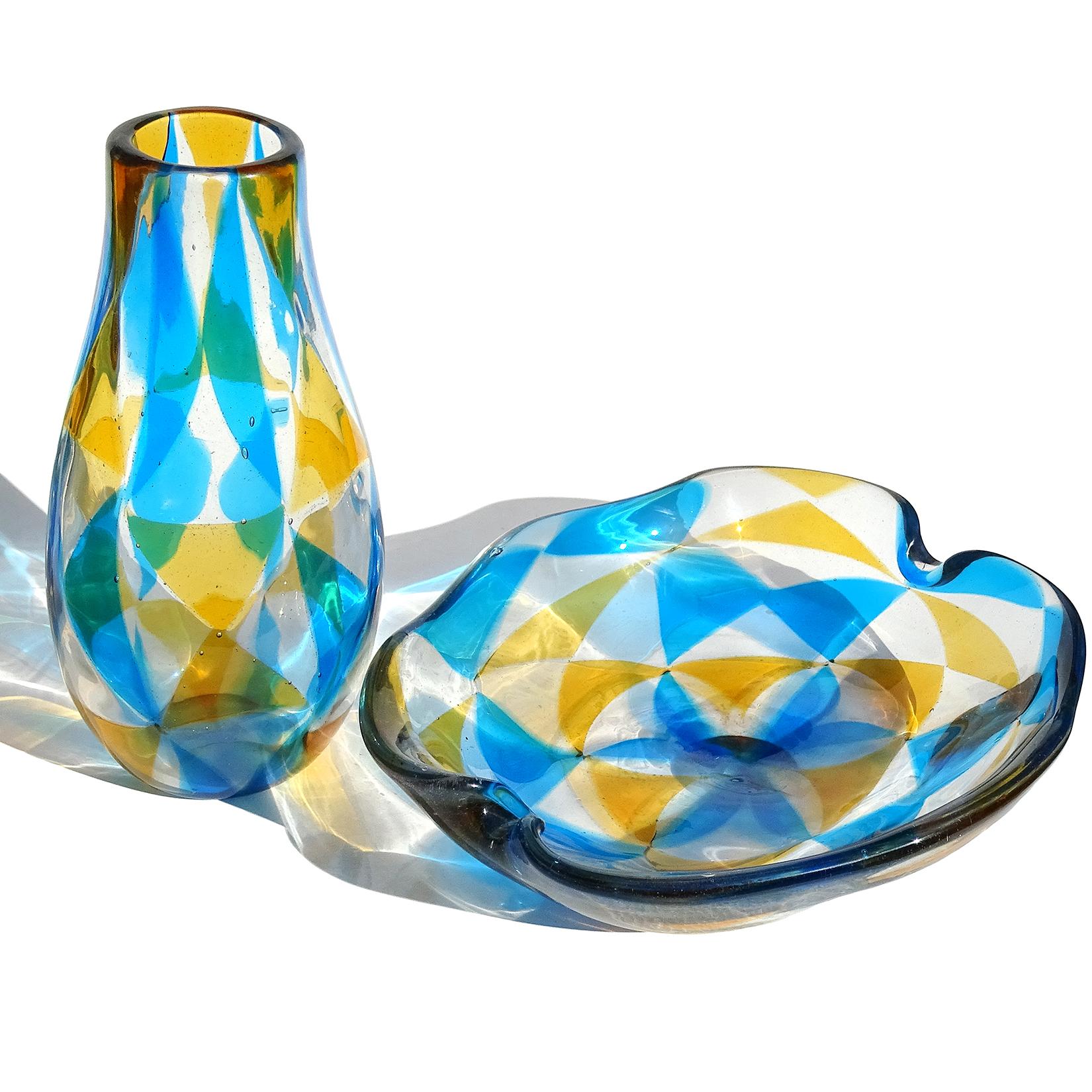 Ercole Barovier Murano Intarsio Mosaic Triangle Tessere Italian Art Glass Vase 2