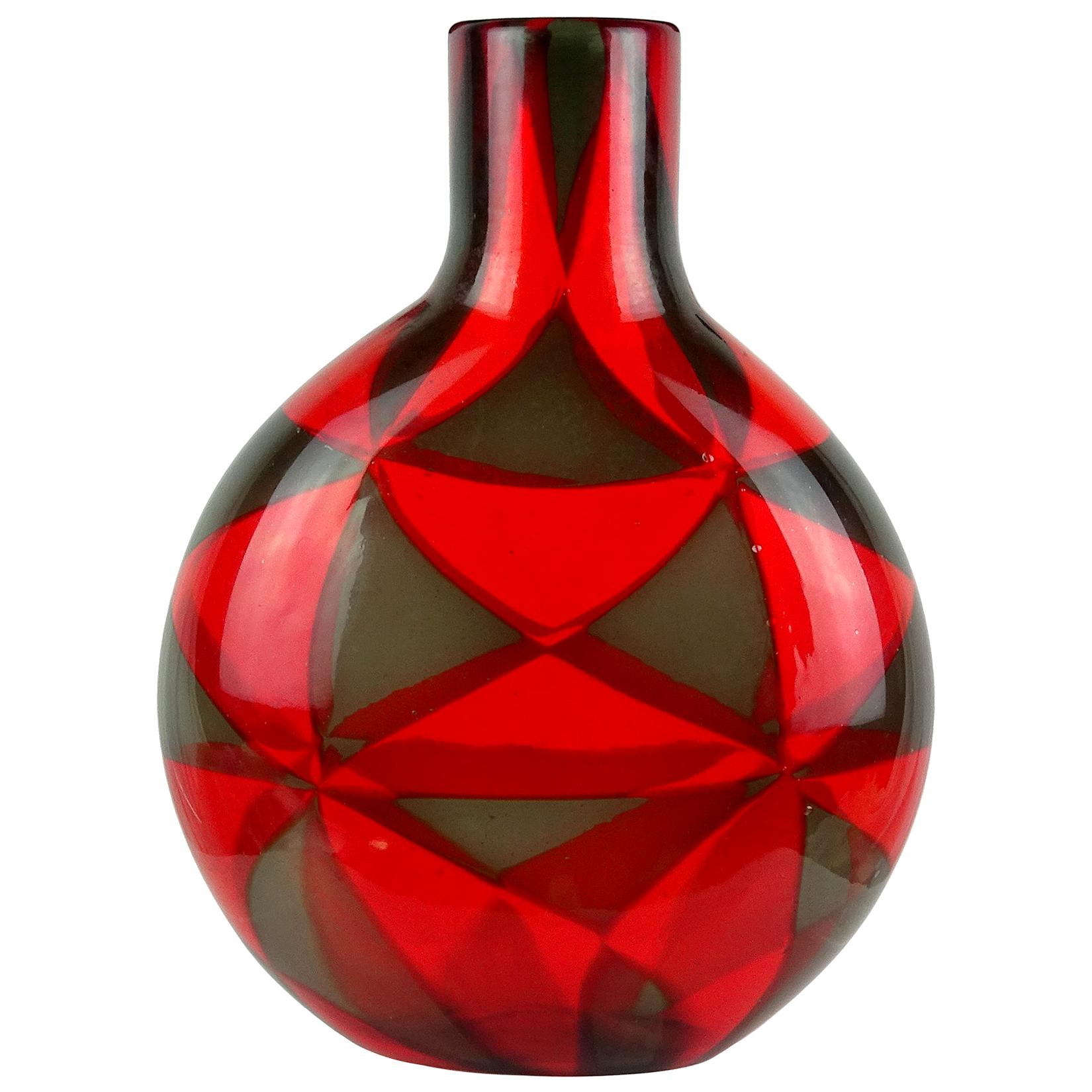 Ercole Barovier Murano Intarsio Mosaic Triangle Tessere Italian Art Glass Vase