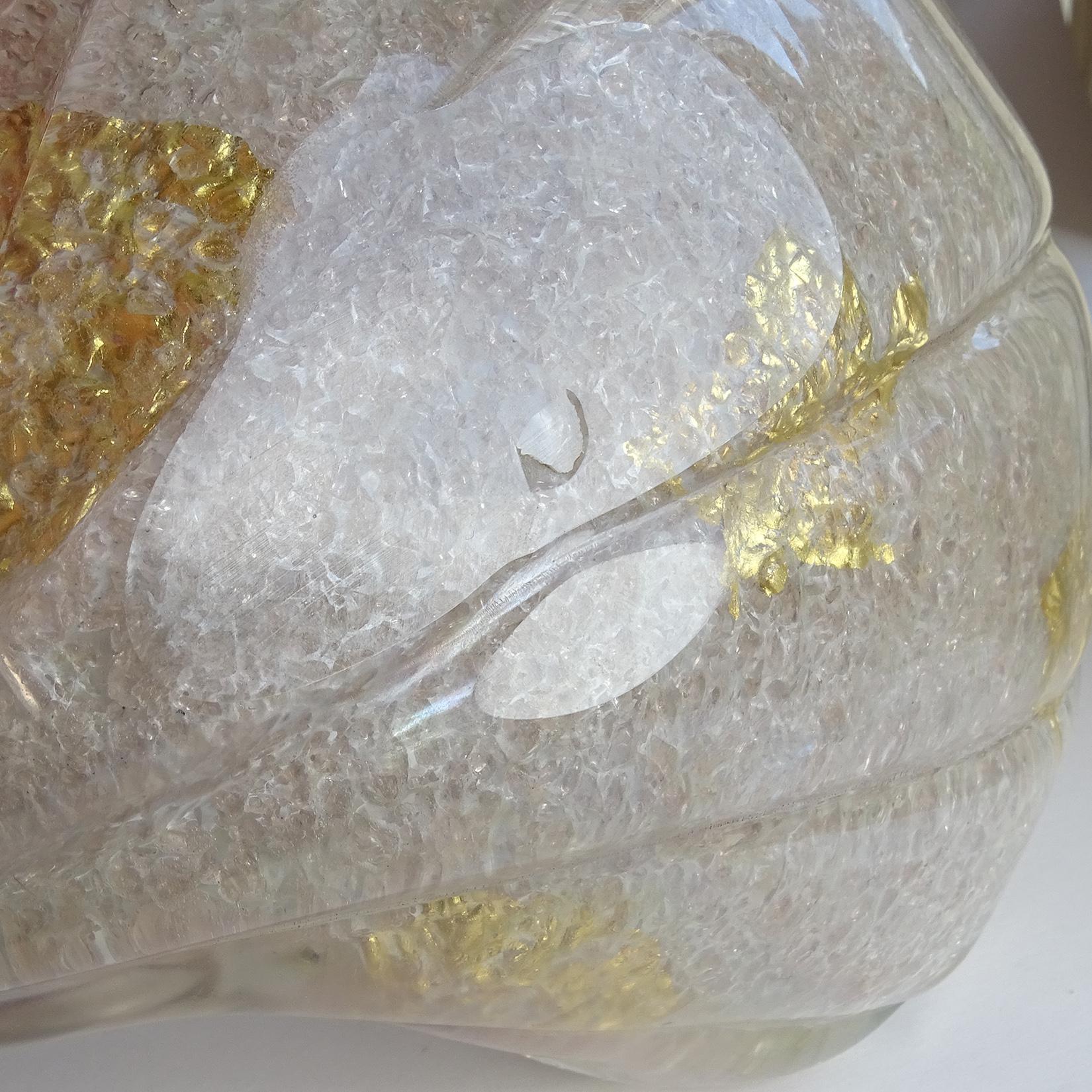 Ercole Barovier Murano Iridescent Gold Flecks Italian Art Glass Seashell Bowl 3