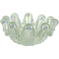 Ercole Barovier Murano Iridescent Italian Art Glass Conch Seashell Center Bowl