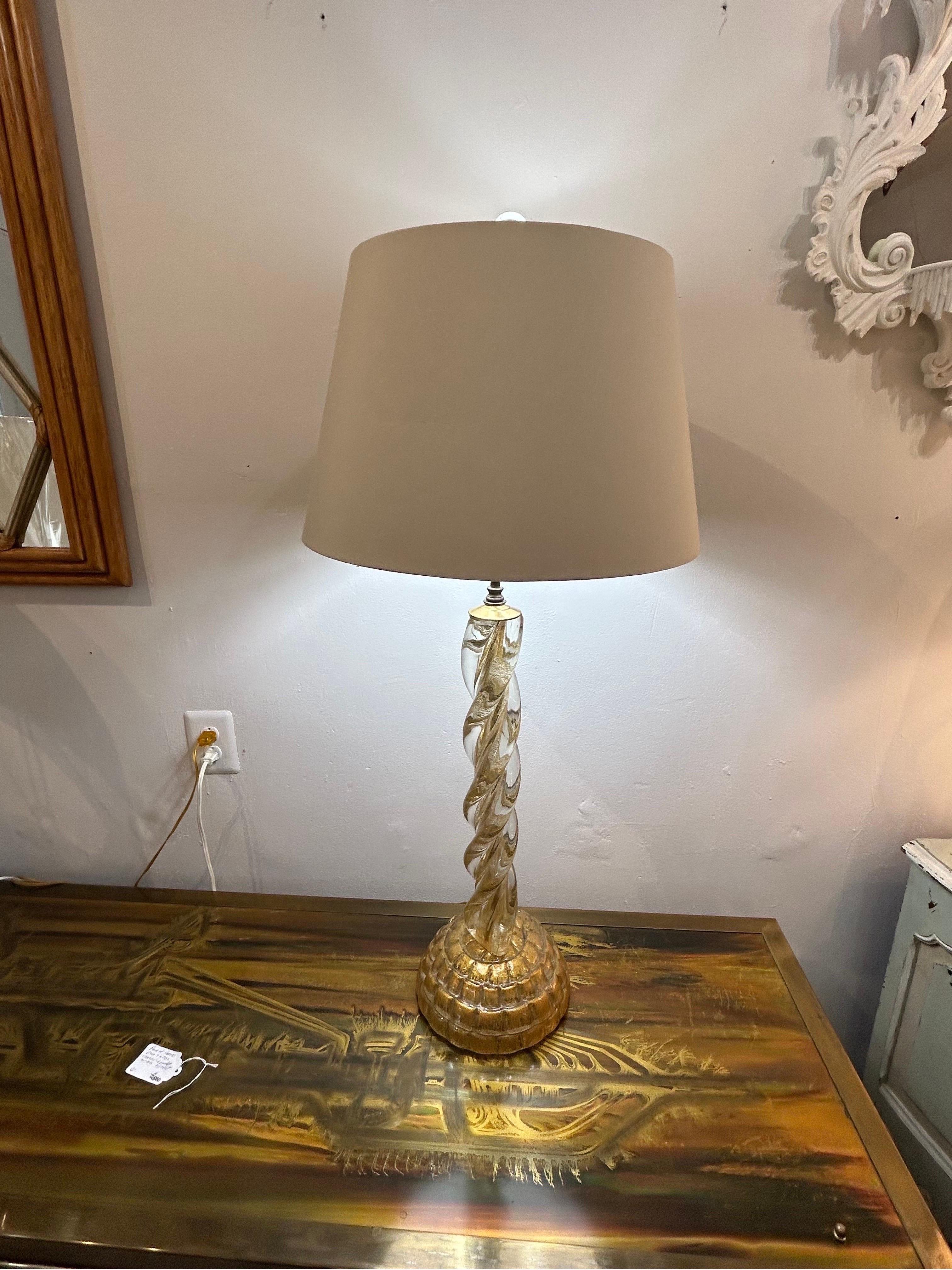 Ercole Barovier Murano Lenti base lamp.  In Good Condition For Sale In West Palm Beach, FL