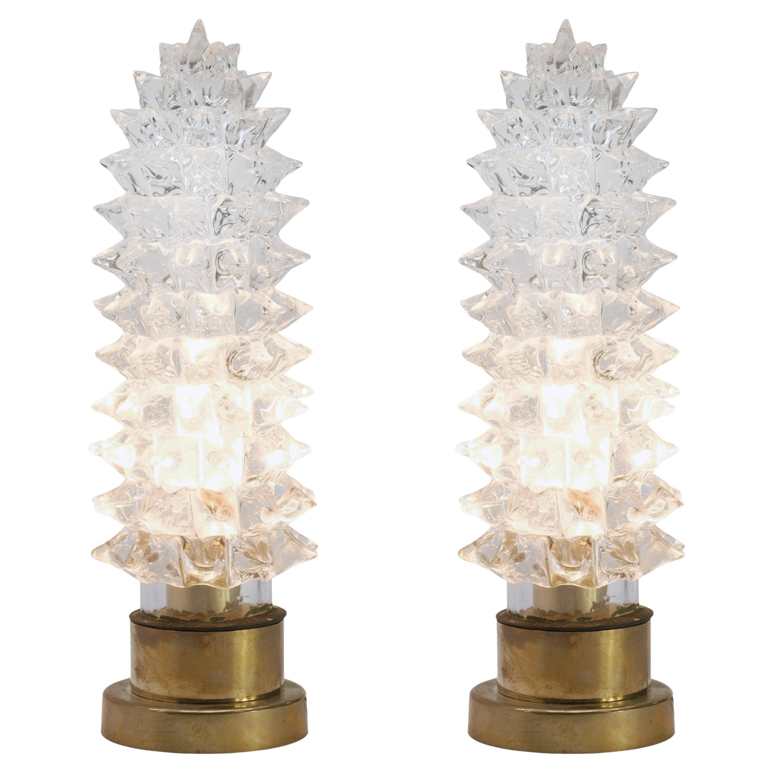 Ercole Barovier, Murano pair of Table Lamps circa 1940 For Sale